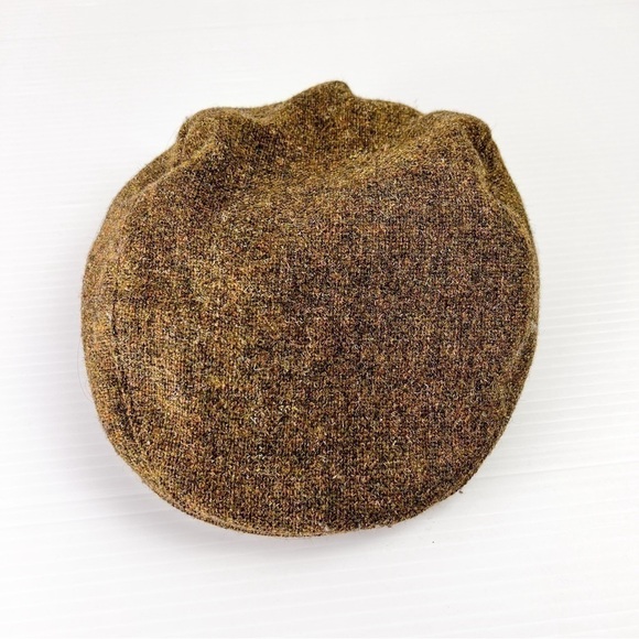 Stetson Wool Brown Tweed Flat Cap Mens small Stiff Button Brim Rounded Back - Picture 2 of 7